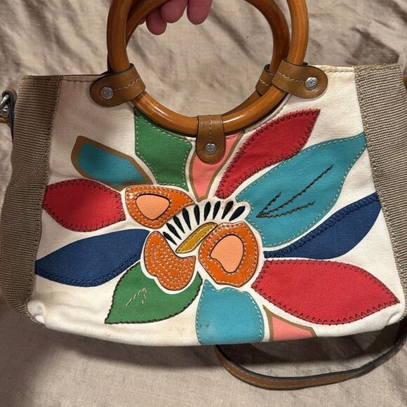 Felix Brand Tropical Patchwork Wooden Handle Bag - Picture 3 of 7